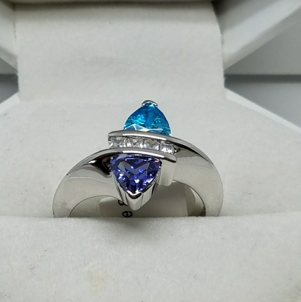 Tanzanite and Blue Topaz Cz Ring